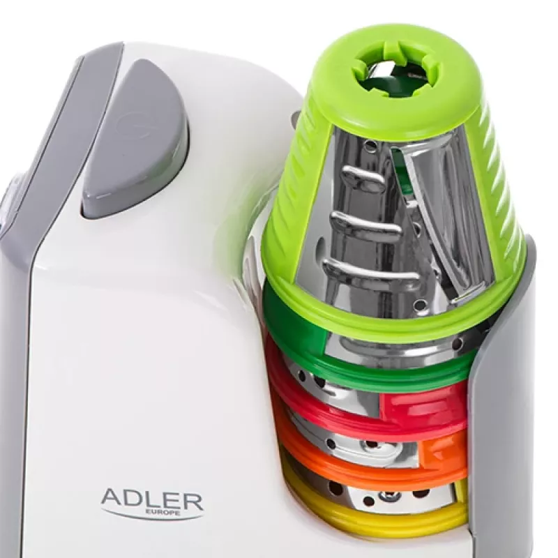 Vegetable slicer Adler AD 4815, 150 W, 5 nozzles, ABS housing, white/grey