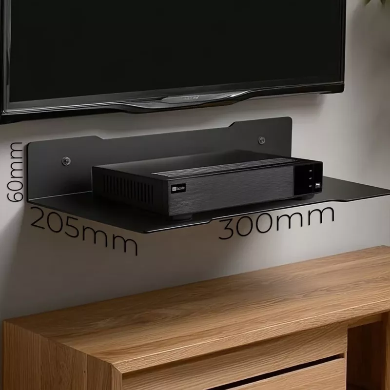 Wall shelf for decoder MACLEAN MC-122, steel, black, max load 5 kg, hole spacing 219 mm