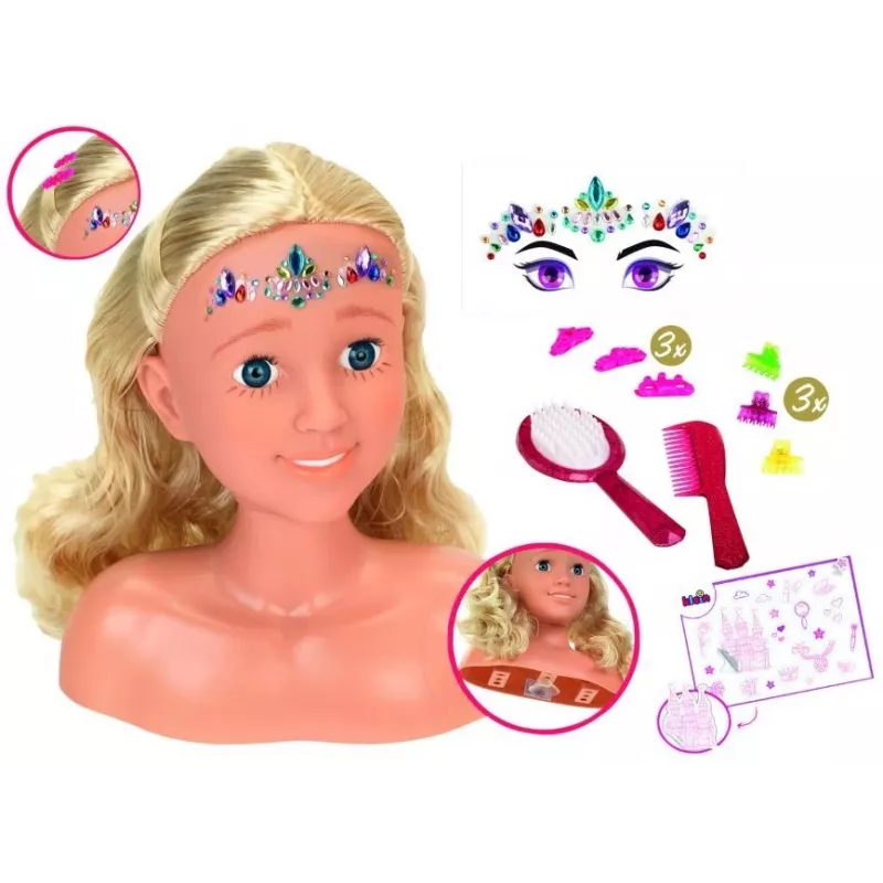 Combing and Styling Head KLEIN Sara 5205 with Realistic Features — doll accessory for hair practice