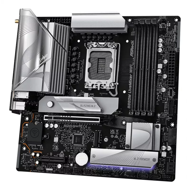 Motherboard ASRock B860M LiveMixer WiFi — Intel B860, LGA 1851, micro ATX, DDR5, 4x DIMM, Wi‑Fi 6E, 2.5Gb LAN