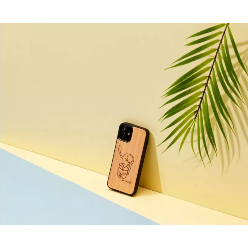 Phone case man and wood for iPhone 12 mini — printed cat with red fish