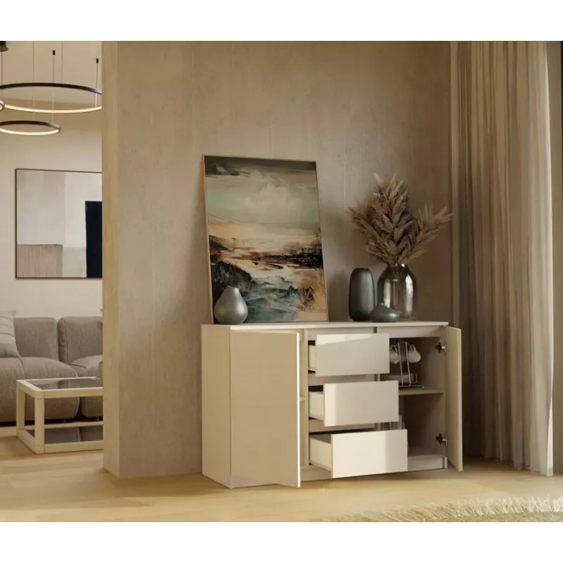CHEST OF DRAWERS WITH 2 DOORS AND 3 DRAWERS, CASHMERE COLOUR