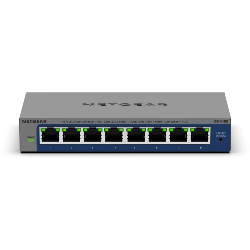 NETGEAR GS108Ev4 Unmanaged L2/L3 Gigabit Ethernet (10/100/1000) Grey