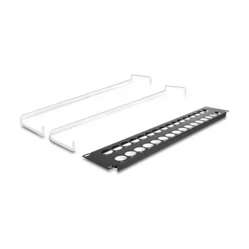 DeLOCK 67057 19-inch D-Type patch panel with strain relief, 32-port, black