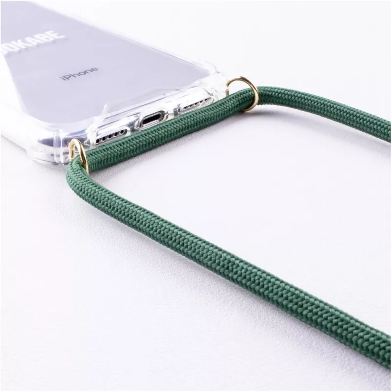 Phone necklace case Lookabe for iPhone X / Xs — gold with green strap