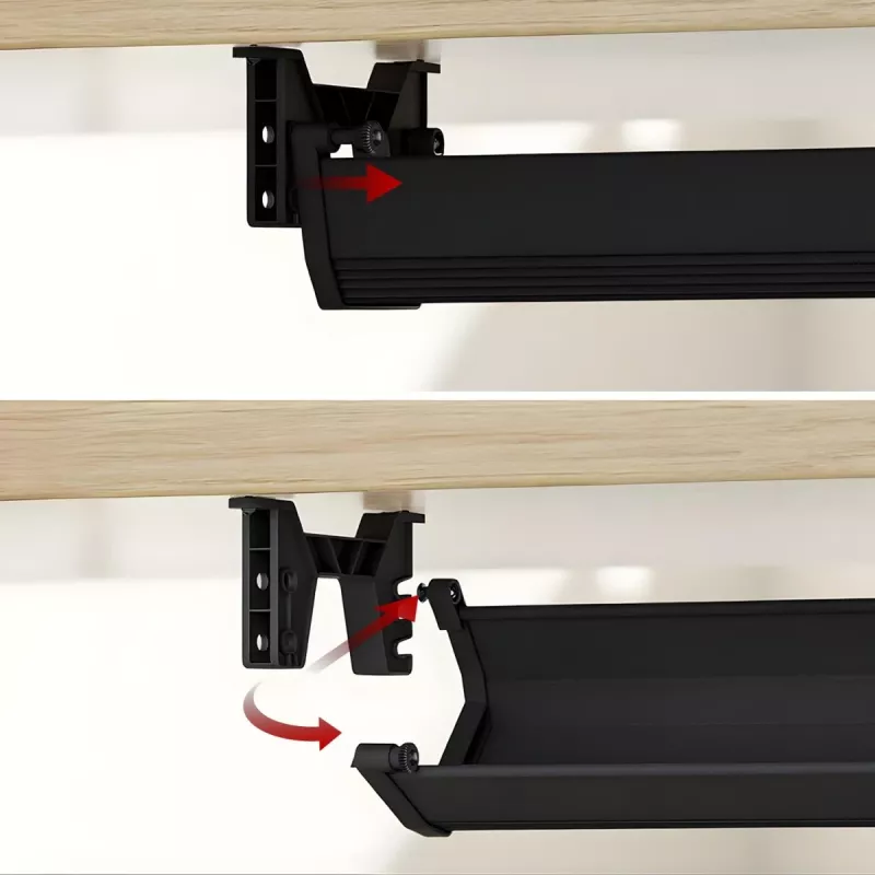 Under-desk cable tray MACLEAN MC-106B — black, ABS, maximum load 5 kg