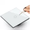 Touch light switch MACLEAN MCE702W — single round glass button, wired, 110–240V, 2A, 1000W, white