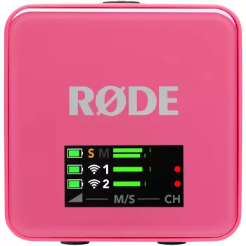 Wireless microphone RODE Wireless GO III Pink — compact dual-channel transmitter and receiver system