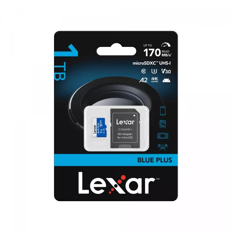 Memory card microSD card 1TB C10 A2 U3 V30 170MB/s Blue Plus