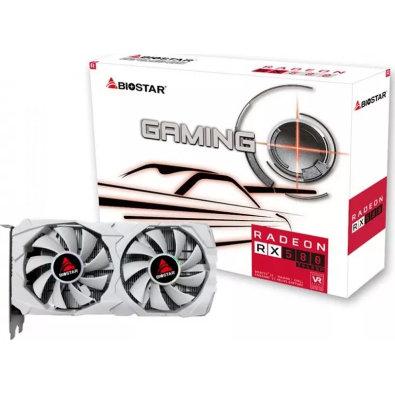 Graphics Card BIOSTAR Radeon RX 580 8 GB GDDR5, 256-bit, PCIe 3.0 x16, Dual-fan, 1x HDMI, 2x DisplayPort
