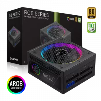 Gamemax Power Supply, 80 PLUS, Gold | RGB 750G | 750 W