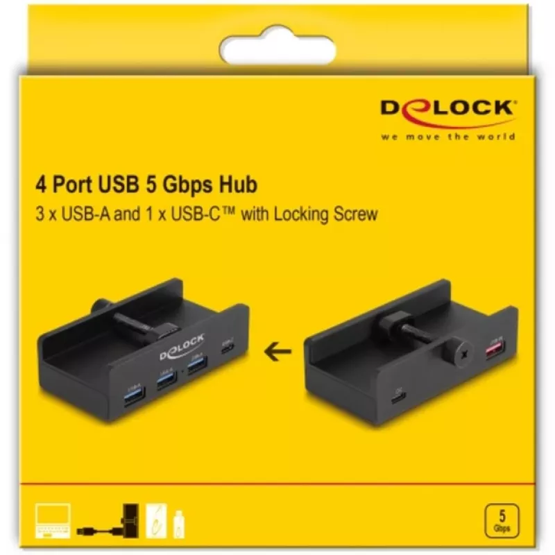 DeLOCK 64284 USB Hub Type-A 5000 Mbit/s Black