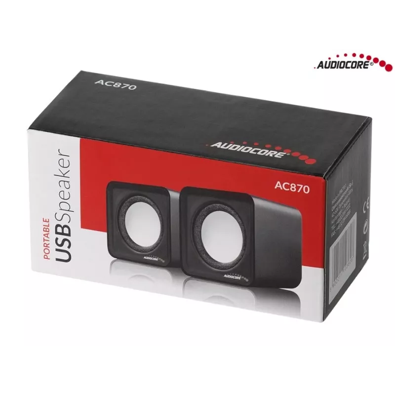 2-way PC Speaker Audiocore AC870 B — 3 W RMS, wired USB power, 3.5 mm input, 2.0 channels