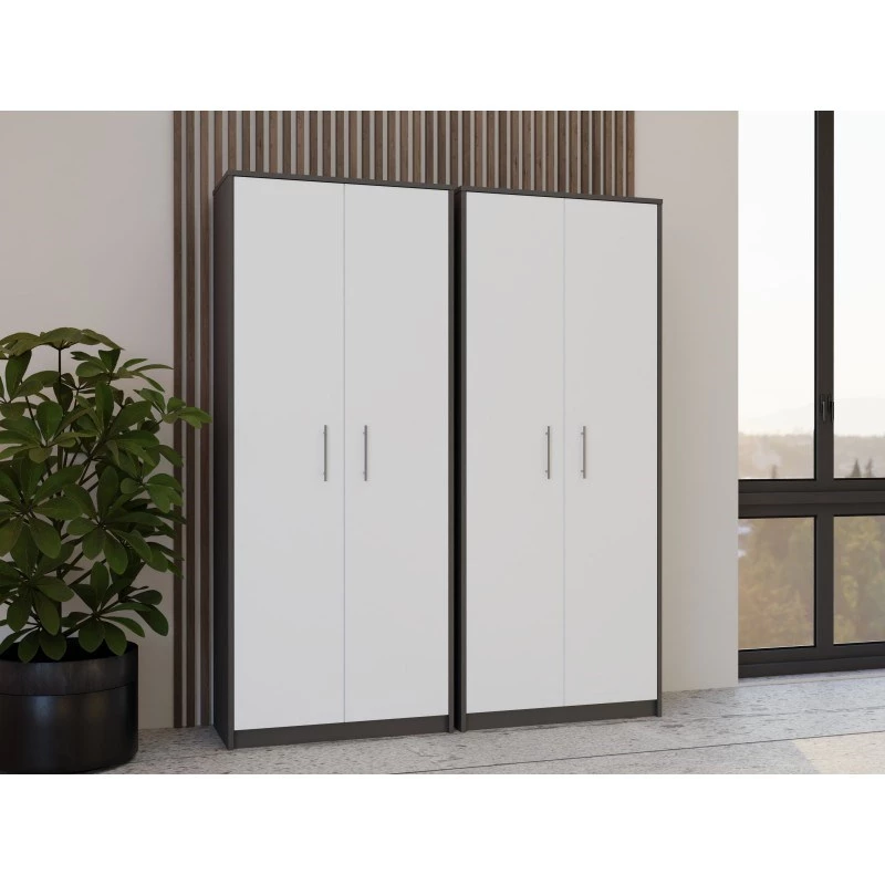 OLIV 2D CLOSED SHELVING UNIT, ANTHRACITE/WHITE SET