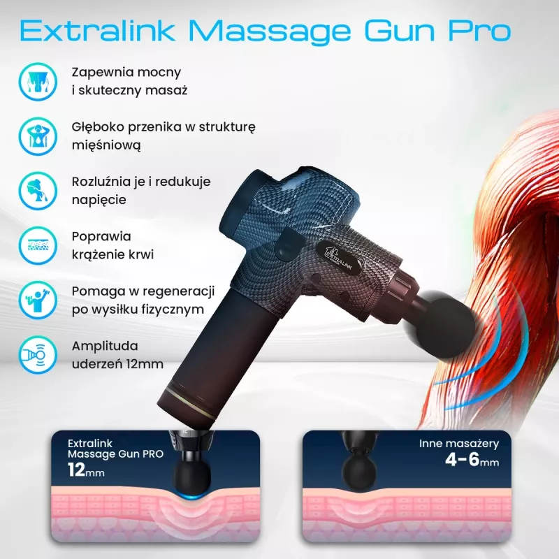 Massage Gun Extralink MSG-01-PRO 3800 RPM 6 tips