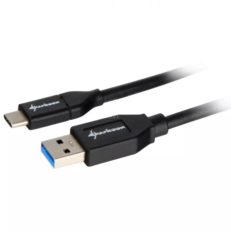 Sharkoon USB 3.2 Gen 2 Cable USB-A Plug> USB-C black 1 Meter - Cable - Digital/Data