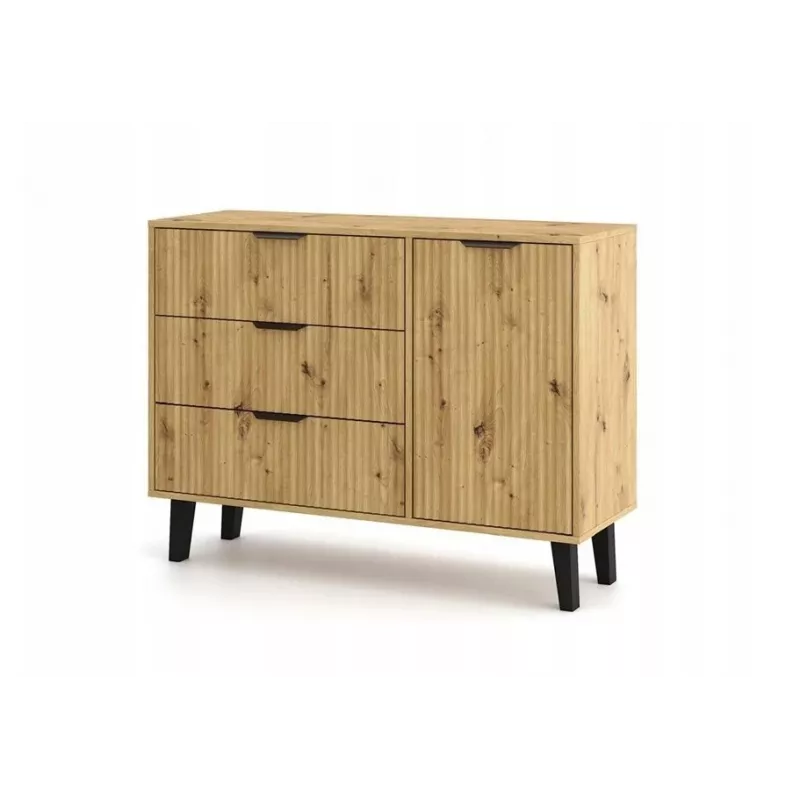 SCANDI 1D3S SLIM OAK ARTISAN CHEST OF DRAWERS