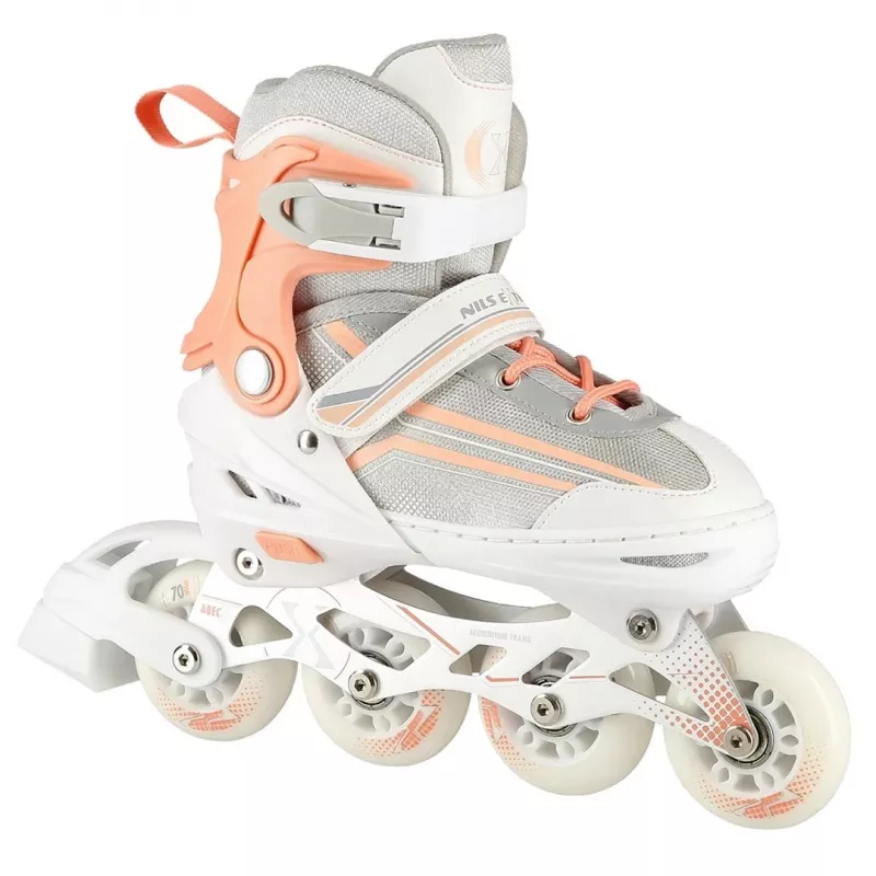 Nils Extreme NH18190 2IN1 Inline Skates WHITE/PINK SIZE. S (29-33) With Interchangeable Hockey Skates