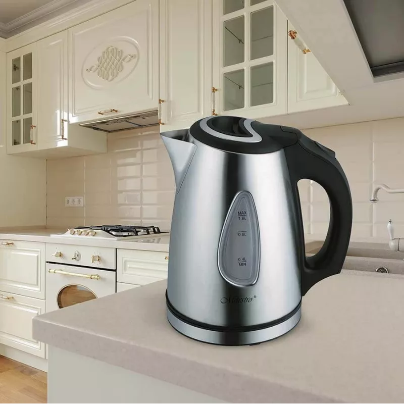 Electric kettle Maestro MR-029New 1 L 1600 W stainless steel, white, water level indicator