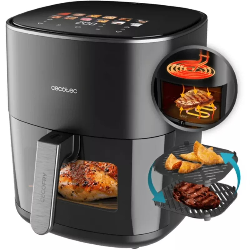 Hot air fryer Cecotec Cecofry&Grill Duoheat 6500, 6.5 L, 2200 W, touch LCD, black