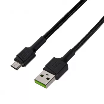USB 2.0 cable Green Cell KABGC23, USB A to Micro-USB B, 0.3 m, black