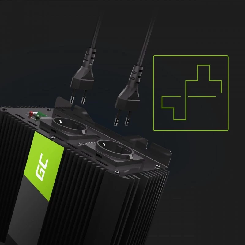 Power inverter Green Cell INVGC12 Auto 3000 W Black