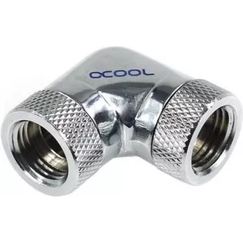 Alphacool HF L-connector 90° - G1/4 Rotatable - 2x Internal Thread - Chrome (17038)