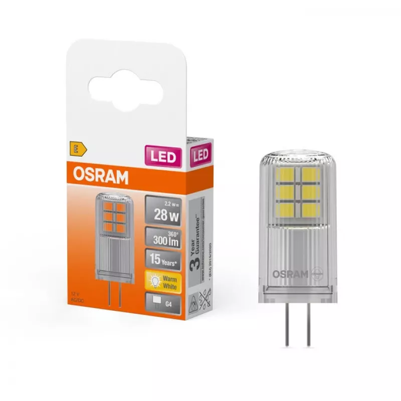 Osram LED PIN 12V Clear 28 Non-dim G4 Bulb, 2.2 W, 2700 K Warm White