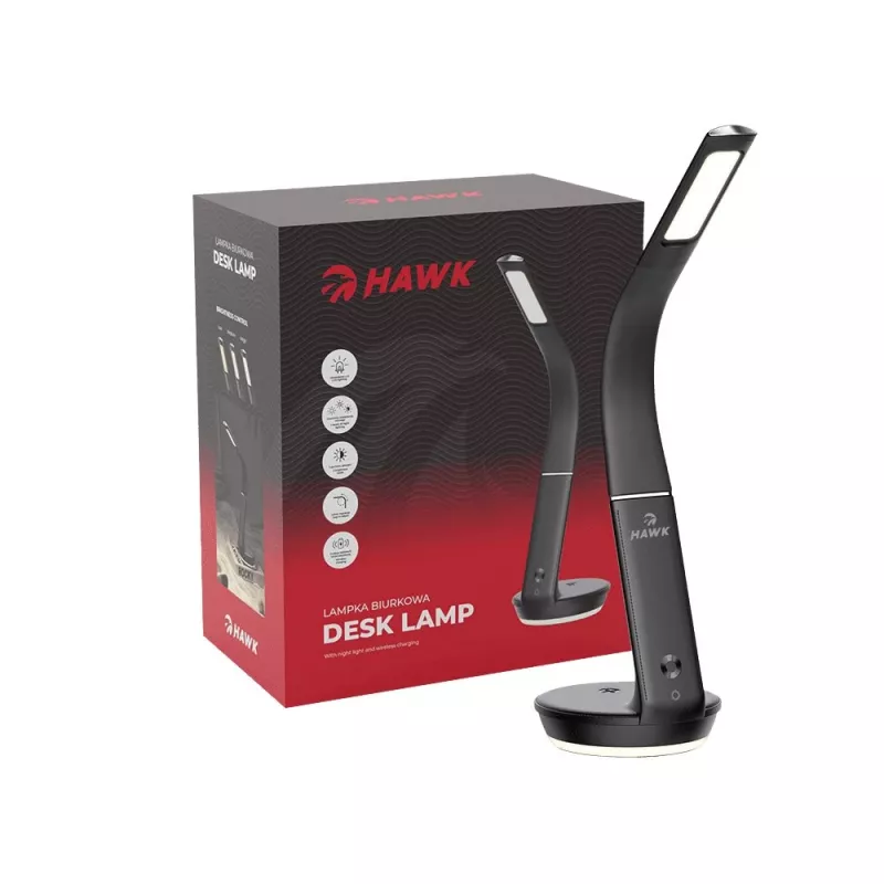 Table lamp Hawk HW-LAMP02 Black — adjustable brightness, adjustable arm