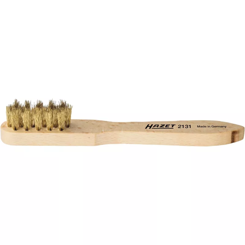 Spark plug cleaning brush, brass wire and wooden handle (2131)