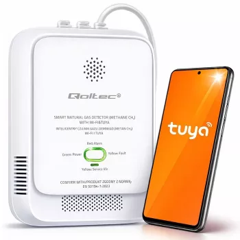 Gas leak detector QOLTEC NG Tuya — natural gas (CH4) detector, smart Tuya-compatible