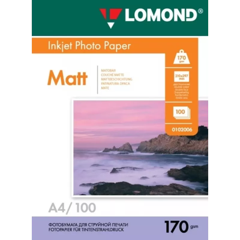 Lomond Photo Inkjet Paper Matte 170 g/m2 A4, 100 sheets, double sided