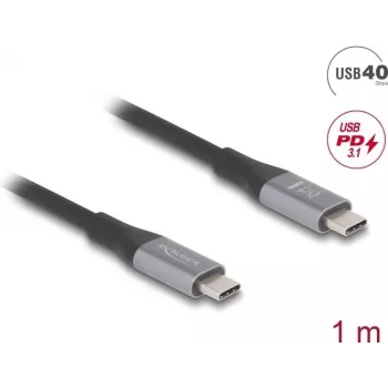 USB Cable DeLOCK 81191 USB4 Gen 2x2 1m USB C Black Grey