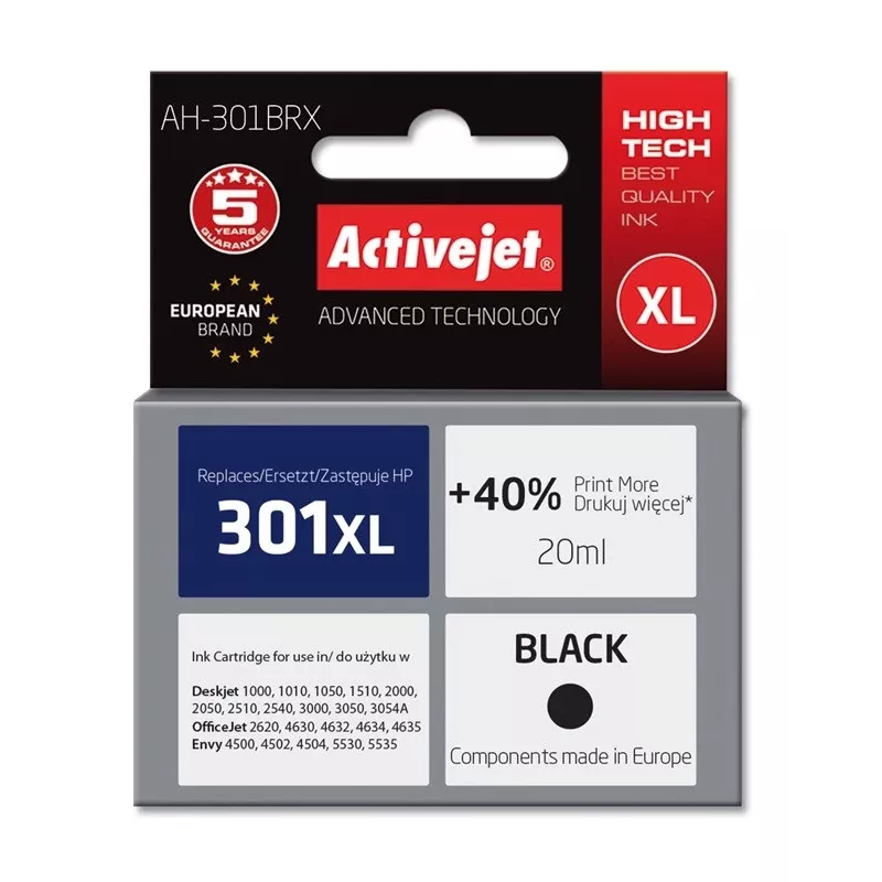 Activejet AH-301BRX Ink (HP 301XL CH563EE compatible; Premium; 20 ml; black)