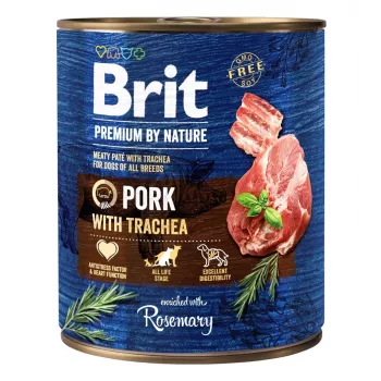 Wet dog food Brit Premium by Nature Pork with Trachea 800 g, adult dogs, can, 78% moisture