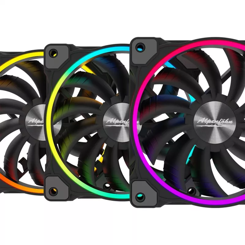 ALPENFÖHN Wing Boost 3 120mm ARGB Case Fans, 3-Pack, Black