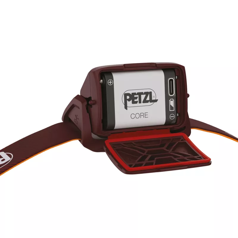 Headband flashlight Petzl Actik Core — LED, 100 lm, built-in 1250 mAh USB rechargeable battery, IPX4, red