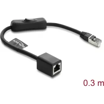 Network patch cable DELOCK RJ45 Cat.6 F/UTP 0.3 m with integrated switch and boot, shielded