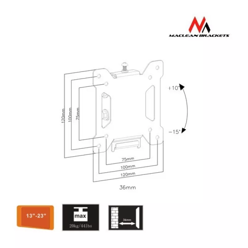 Universal holder for TV or monitor MC-596 13-23 vesa 100x100 20kg