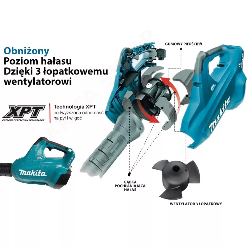 Makita DUB362Z cordless leaf blower 193 km/h Black, Turquoise 18 V Lithium-Ion (Li-Ion)