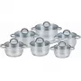 Cookware set Maestro MR-2120-12 — 12-piece stainless steel non-stick collection, induction-compatible, includes 6 saucepans (16–24 cm) and glass lids