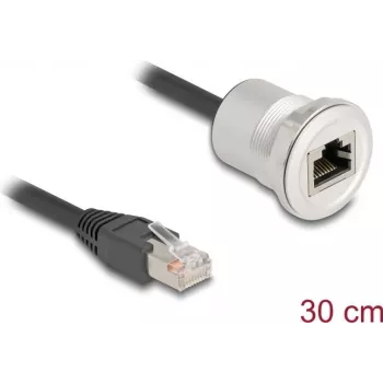 Networking Cable DeLOCK 88187 0.3m Cat5e S/UTP RJ-45 Black Silver