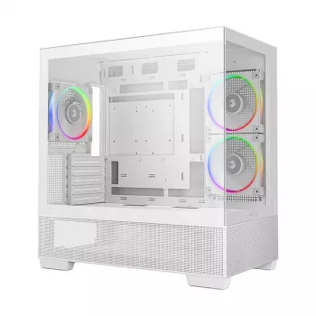 PC Midi Tower case DeepCool CG380 3F WH — White, 235×437×451 mm, supports 2.5 inch/3.5 inch, bottom PSU, 3x 120 mm fans installed