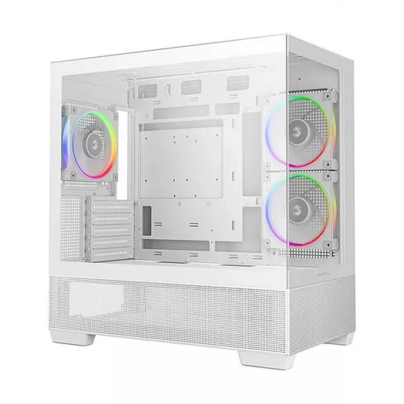 PC Midi Tower case DeepCool CG380 3F WH — White, 235×437×451 mm, supports 2.5 inch/3.5 inch, bottom PSU, 3x 120 mm fans installed