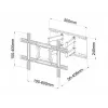Wall mount ART AR-87 for 40 inch–80 inch screens, 60 kg capacity, VESA up to 600×400, tilt 12°, swivel 45°, extend 5.6–45.8 cm