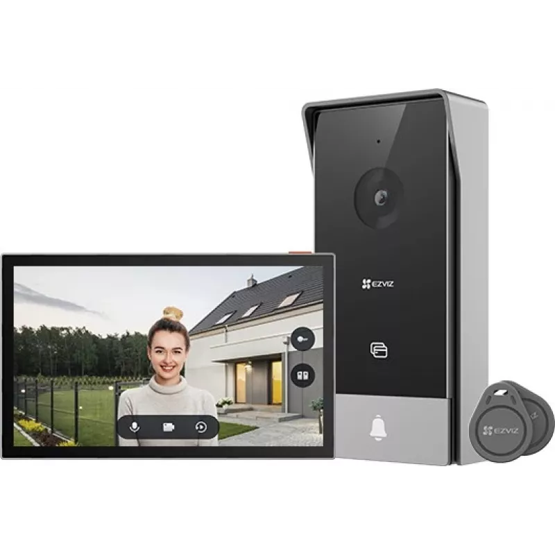 Video intercom EZVIZ HP5 7 inch (17.8 cm) indoor/outdoor kit, 1080p, 2.4/5 GHz Wi‑Fi, MicroSD up to 512 GB, waterproof