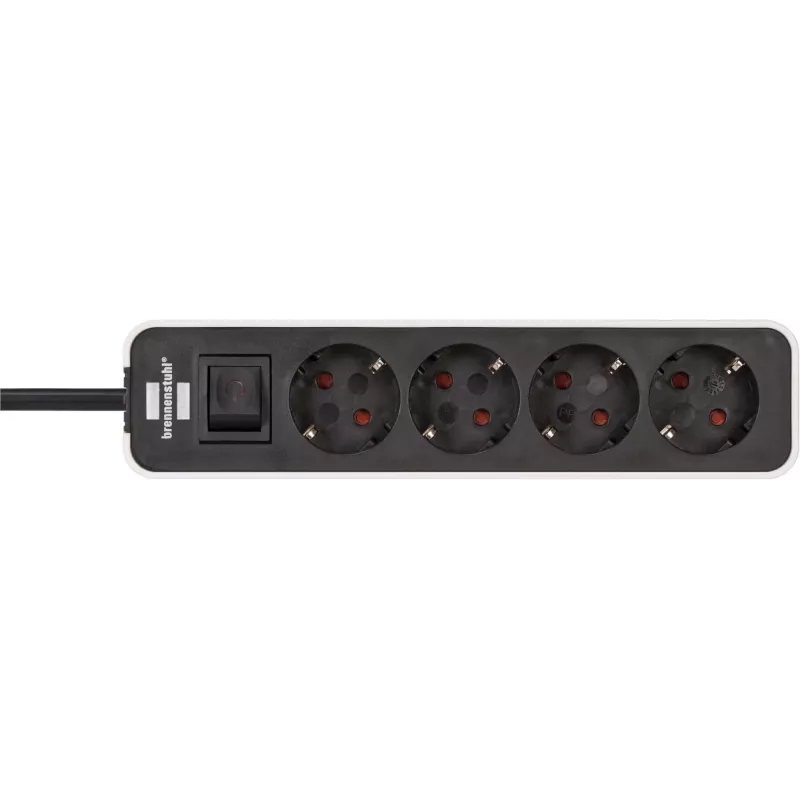 Brennenstuhl Ecolor Power Strip 4-way [Polished Surface, 1.5m Cable, White/black]