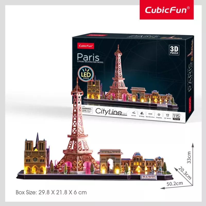 3D Puzzle CubicFun City Line Paris LED 115 pcs