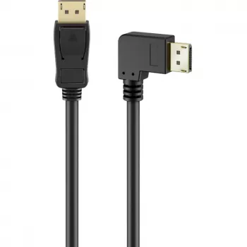 Cable DisplayPort Plug 90° > DisplayPort Plug, 8K / 144Hz (black, 2 Meter, 1 Plug 90° side-angled, 54 Gbit/s, DisplayPort 2.0 / 2.1)