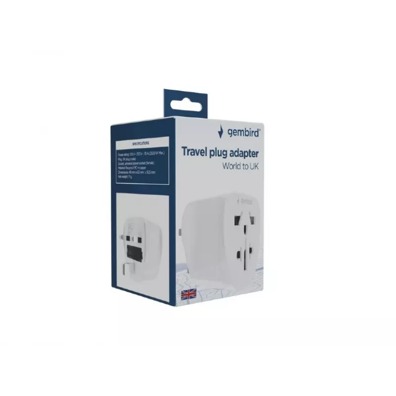 Power adapter GEMBIRD A-AC-UKMINTF — UK Type G plug to IEC C13 inlet, 15A